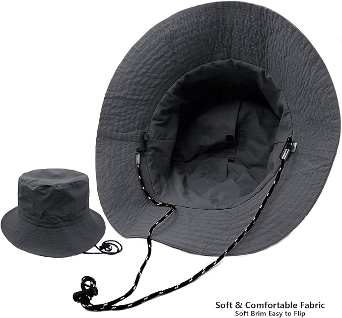 woogwin Waterproof Bucket Rain Hat with Chin Strap Quick Dry Packable Boonie Sun Hat Safari Hat UV Protection