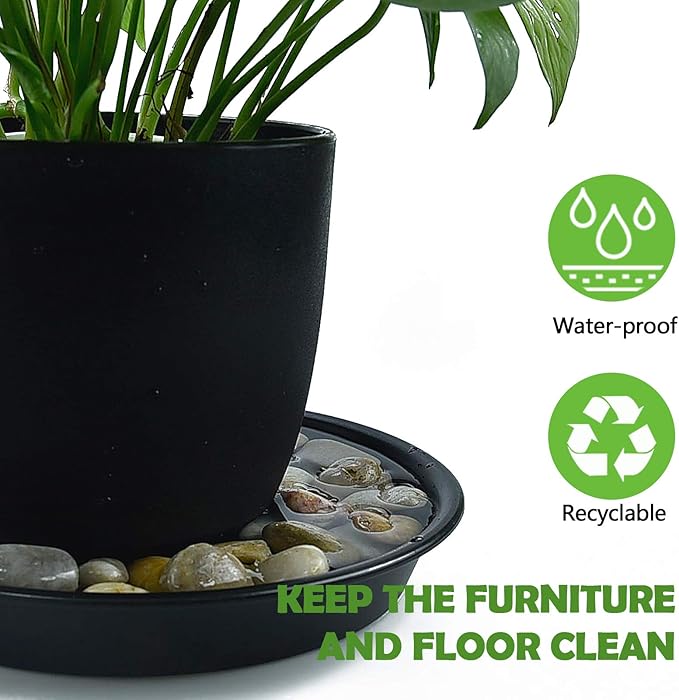 3 Pack Plant Saucer Heavy Duty Sturdy Drip Trays for Indoor and Outdoor (10 Inch, Black)