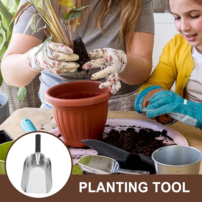 Kisangel Stainless Steel Square Shovel Small Gardening Hand Shovel Garden Hand Trowel Gardening Tools Digging Rural Small 201 Stainless Steel