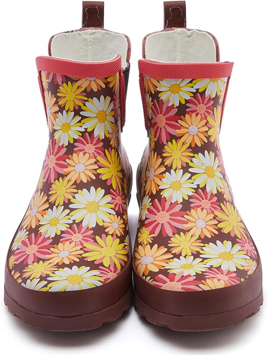 SWIFTFROG Rain Boots for Women - Waterproof Ankle Garden Shoes Anti-Slipping Floral Printed Rainboots for Ladies Stylish Light Ankle Rain Shoes, Women's Rain Footwear