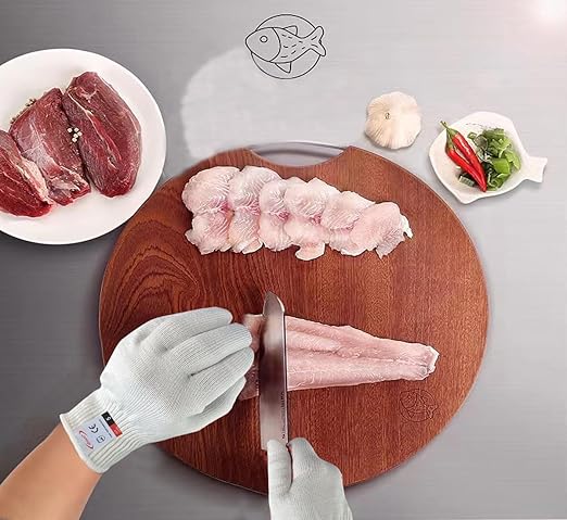 Cutting Gloves, 2 Pairs of Cut Resistant Gloves Food Grade, Cut Resistant Gloves for Kitchen, Oyster Shucking, Fish Fillet Processing, Carving Wood and Gardening(Small-White)