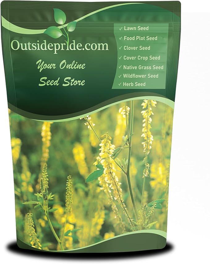 Outsidepride Yellow Sweet Clover Seed - 5 lbs Biennial, Drought-Tolerant, Frost-Resistant, Nitrocoated, Inoculated Yellow Clover Seeds Cover Crop for Forage, Honey Production, & Pollinators