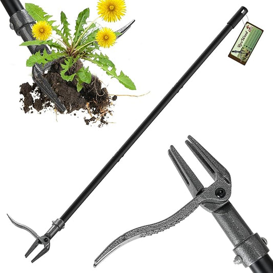 Weed Puller Tool, Heavy-Duty Weeder 3-Section Steel Stand Up Weed Puller, 46" Adjustable Handle Weeding Tool for Effortless No Bending Root Removal of Dandelions, Thistles & Crabgrass