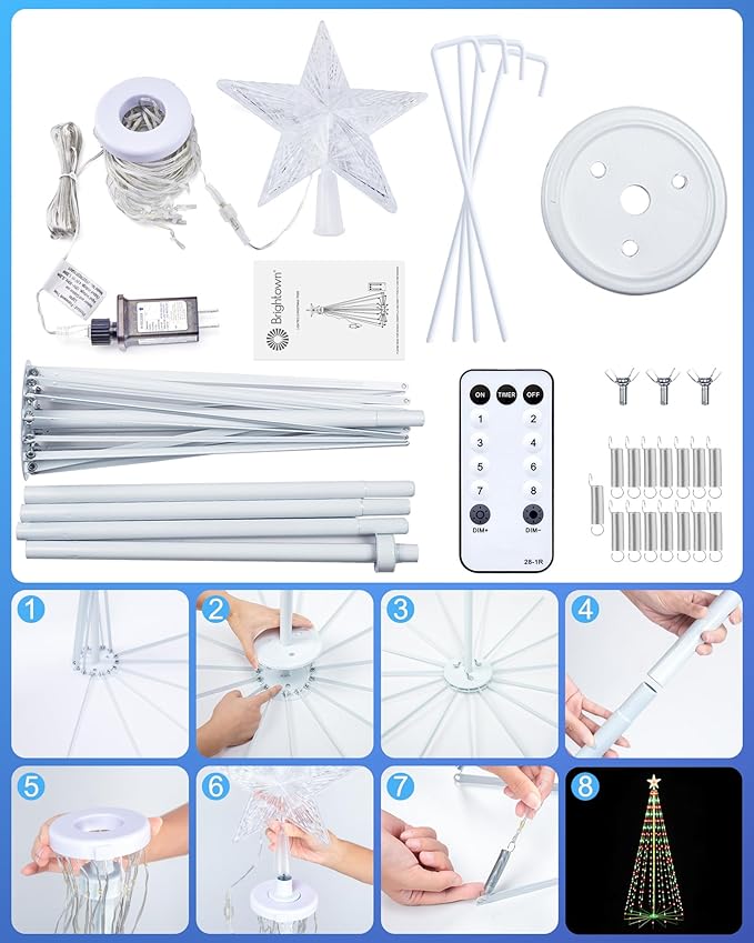 Christmas Cone Tree Light, 7ft 295 LED Light Show Christmas Tree with 8 Modes Timer Remote, Dimmable Artificial Christmas Tree for Porch Yard Patio Indoor Outdoor Xmas Holiday Decor, Red & Green