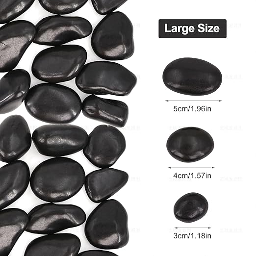 10Ib Black River Rocks for Landscaping-Polished Pebbles for Plants-Garden Decorative Stones-1-2" Large Plant Rocks,Ideal for Aquarium, Home Decor