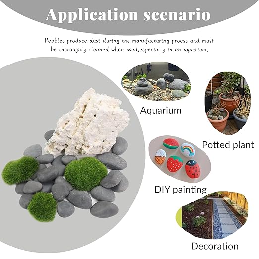 20LB Black Stones Pebbles River Rocks, Natural Beach Pebbles, Garden Decorative Stones-1-2 Large Plant Rocks,Ideal for Aquarium, Home Decor