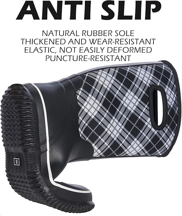 WTW Mid Calf Rain Boots for Women - Waterproof Insulated Neoprene Mud Boots Outdoor Hunting Garden Boots