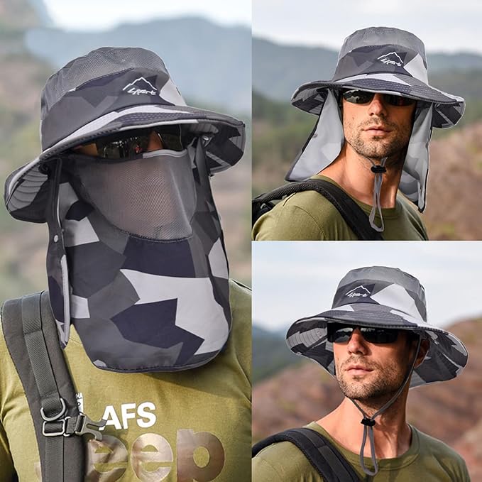 Sun Hats for Men Women Fishing Hat UPF 50+ Breathable Wide Brim Summer UV Protection Hat