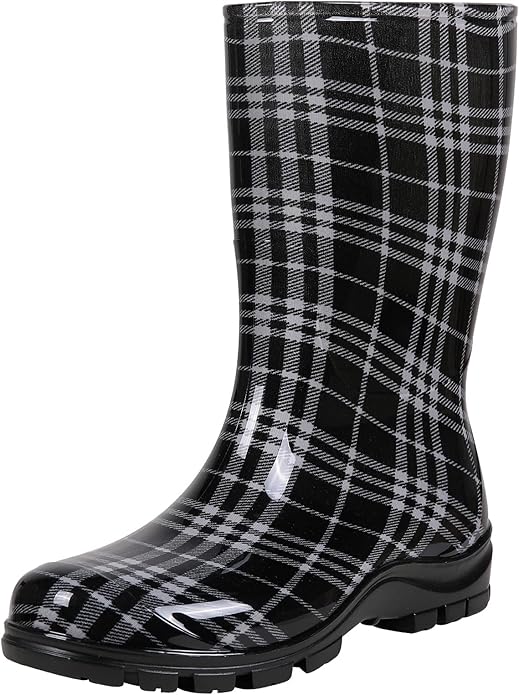 Asgard Women's Mid Calf Rain Boots Printed Waterproof Rubber Boots Short Garden Shose