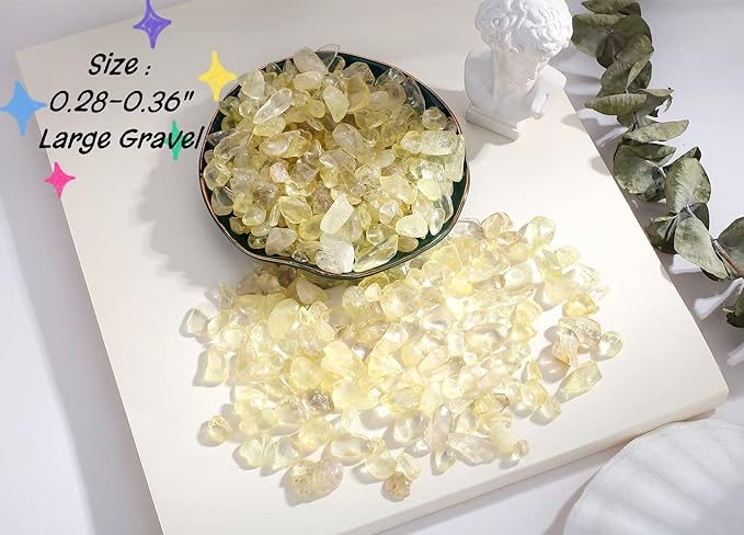 0.55lb Citrine Crystals Quartz Tumbled Stones Chips Stone Crushed Crystal Natural Irregular Polished Rocks Gem Gravel Home Decoration Aquarium Tank Succulent Plants Vase Filler Landscape Bottom 250G