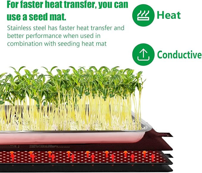 10 Pack Stainless Metal Trays, Stainless Steel Seed Starter Carry Tray for Nursery Seedling Pots Water Collection Transplantation (10.63 inch×14.17 inch, 1.18" Height)