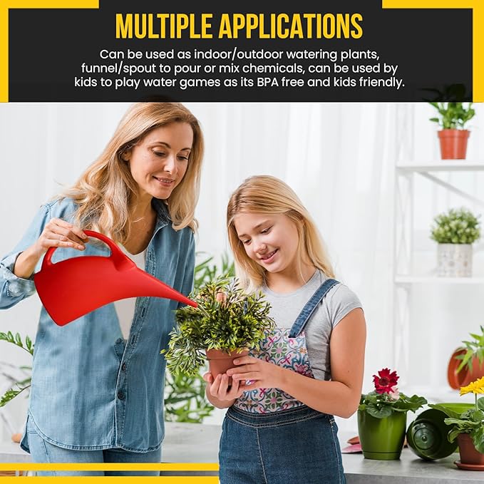 KP KOOL PRODUCTS (1 Pack) 1/2 Gallon Mini Watering can for Outdoor Plants Flower BPA Free (Red)