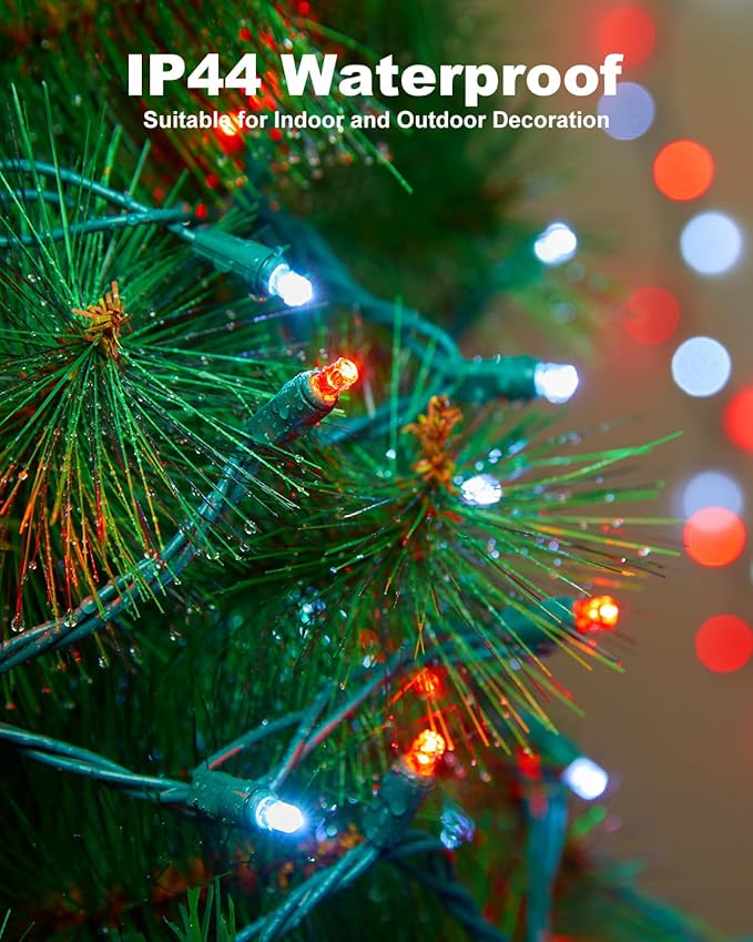 LED Christmas Mini String Lights, 14 Feet 50LEDs F5 Red White Mini Lights, Connectable Christmas Tree Lights for Wreath Garland Holiday Party Wedding Outdoor Indoor Christmas Decoration, Green Wire