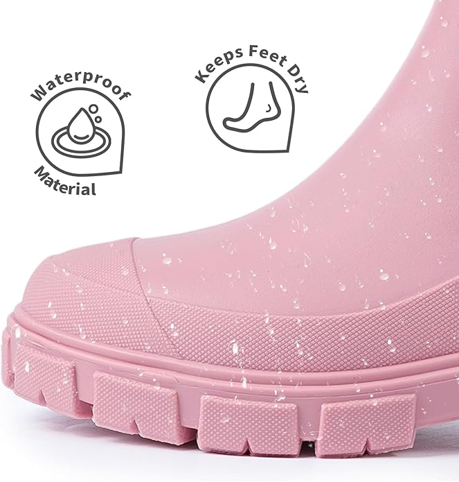 Drecage Womens Rain Boots Waterproof Rubber Garden Shoes Short Ankle Chelsea Boots Slip-Resistant