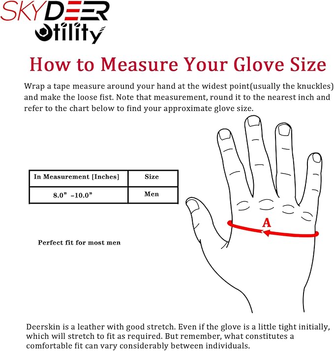 SKYDEER Premium Wild Elkskin Leather Work Gloves for Men (2 Pairs Large), All-Weather Durable & Breathable, Anti-Slip Grip for Heavy-Duty Labor, Construction, and Gardening