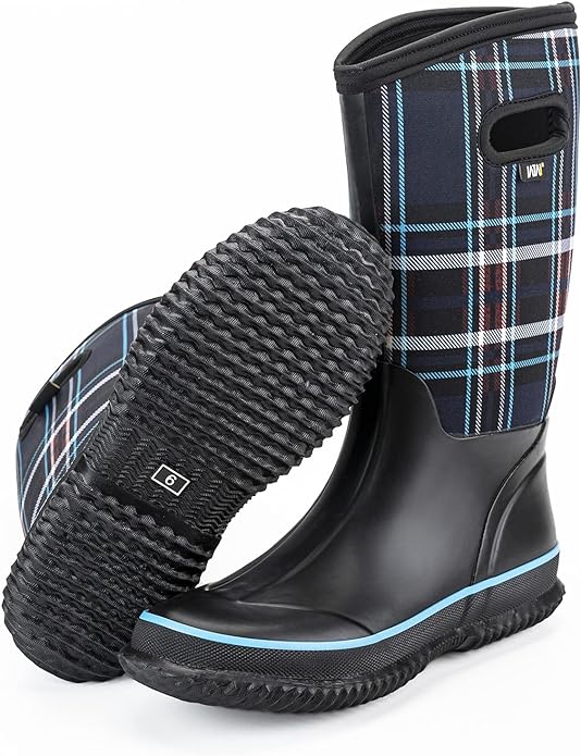 WTW Mid Calf Rain Boots for Women - Waterproof Insulated Neoprene Mud Boots Outdoor Hunting Garden Boots