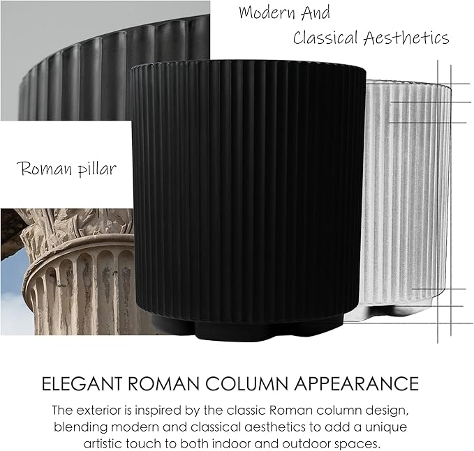 Kozyard Round Planter 16’’H Plant Pots for Indoor Outdoor Porch, Patio, Backyard Planters with Water Reservoir Modern Décor for Tall Plants, Flowers (16inch/Black)