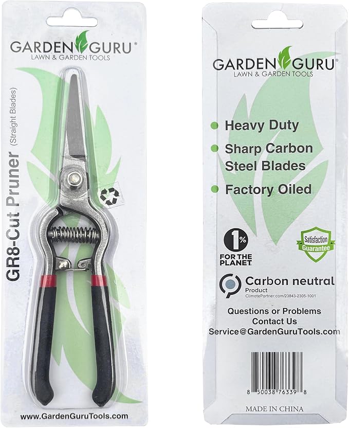 GARDEN GURU Classic Bypass Pruning Shears Clippers – Heavy Duty Forged Steel Garden Pruners – Safety Lock – Non Slip Comfort Grips – Cuts up to 1” Diameter – Professional Bypass Pruners (4 Pack)