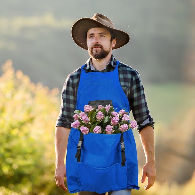 Gardening Apron, Garden Apron with Quick Release Pockets,Water Resistant Oxford with Adjustment Cross Strap,Farm Work