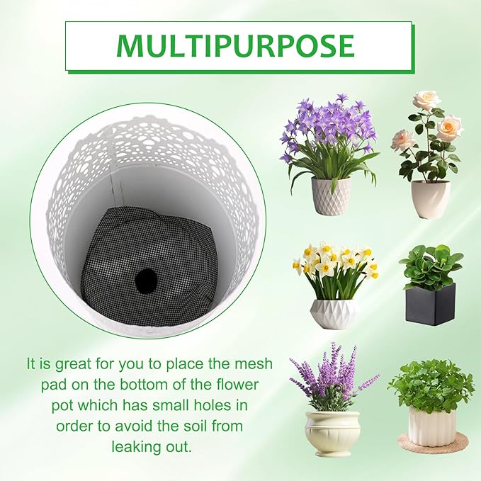 20 PCS Terrarium Mesh for Drainage, 11.8 X 7.8 Inches Eye Mesh, Plant Pot Drainage Mat, Prevent Soil Loss, Suitable for Potted Plants, Gardening Gifts for Friends (Black + Gray)