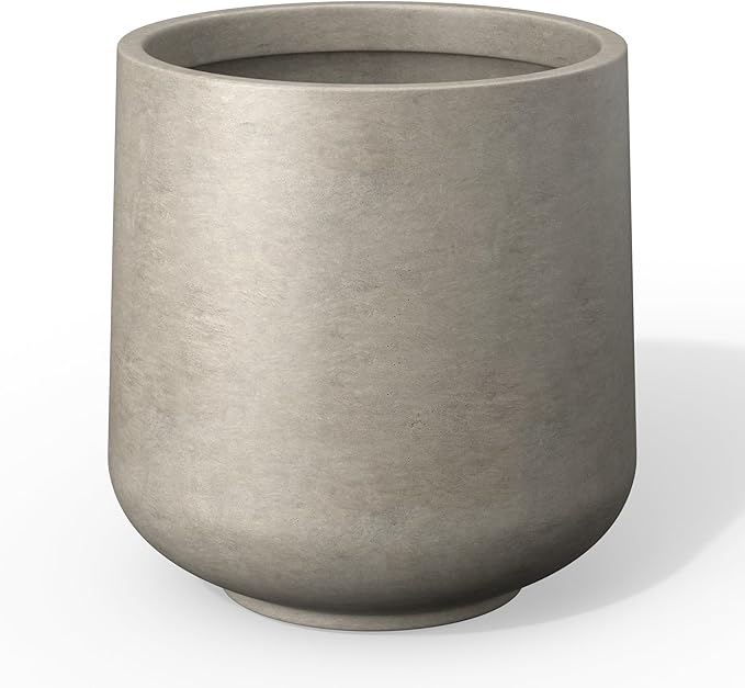 Kante 11.6" Dia Round Concrete Planter, Outdoor Indoor Large Plant Pots Containers with Drainage Hole and Rubber Plug for Home Garden Patio, Weathered Concrete