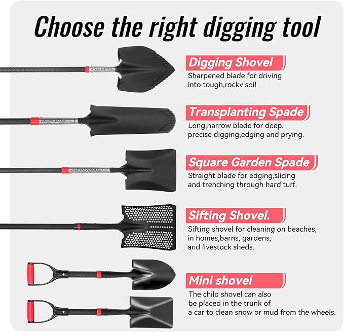 SHARK ATTACK Heavy Duty Sifting Shovel, 45 Inch Powder Coated Steel Mesh Shovel with D-Grip Handle for Beach, Soil & Chicken Coop, Farm Goat Stall Sand Poop Cleaning