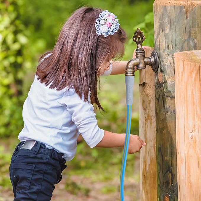 HQMPC Garden Hose 5/8 in. x 30 FT., Water Hose Heavy Duty Durable Material Water Hose with Solid Fittings with Spray Nozzle (BLUE)