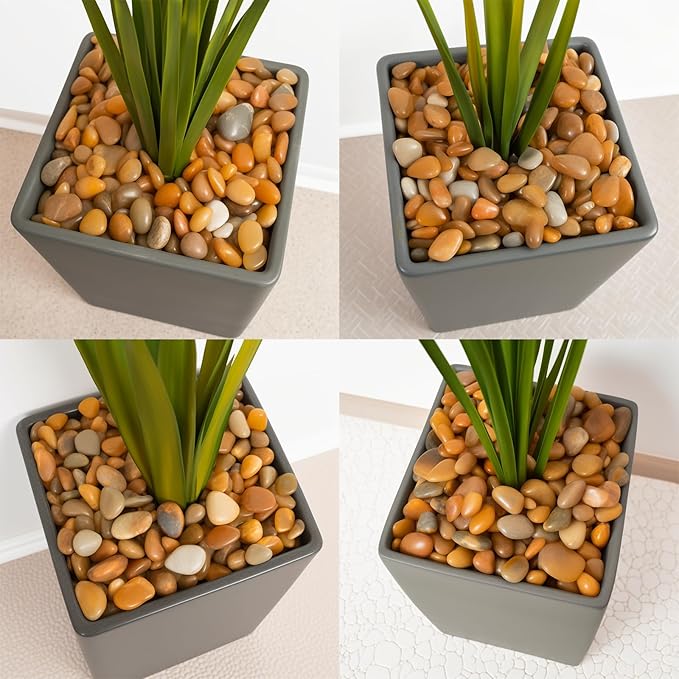 Stonecreek 24 LBS River Rocks (2 x 12 LBS Bags) – Natural Polished Decorative Pebbles, Garden Landscaping Stones for Planters, Vase Fillers, Succulent Pots, Fish Tanks & Terrariums, Yellow Medium
