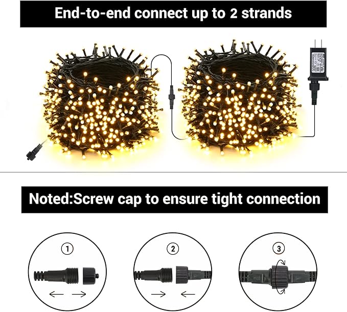 Toodour Christmas Lights Outdoor, 131ft 350 LED String Lights, Timer, Waterproof 8 Modes Outdoor Christmas String Light - Twinkle Light for Tree Home Garden Yard Wedding Party Xmas Decor(Warm White)