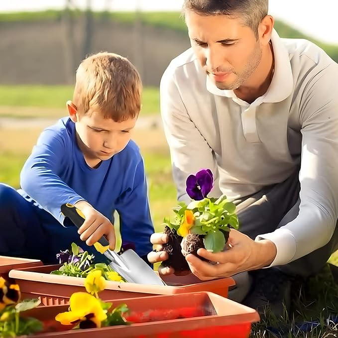 Thovorrnl Garden Shovel Hand Trowel Mini Shovel Aluminum Cast-Aluminum Heavy Duty Gardening Tool Yellow