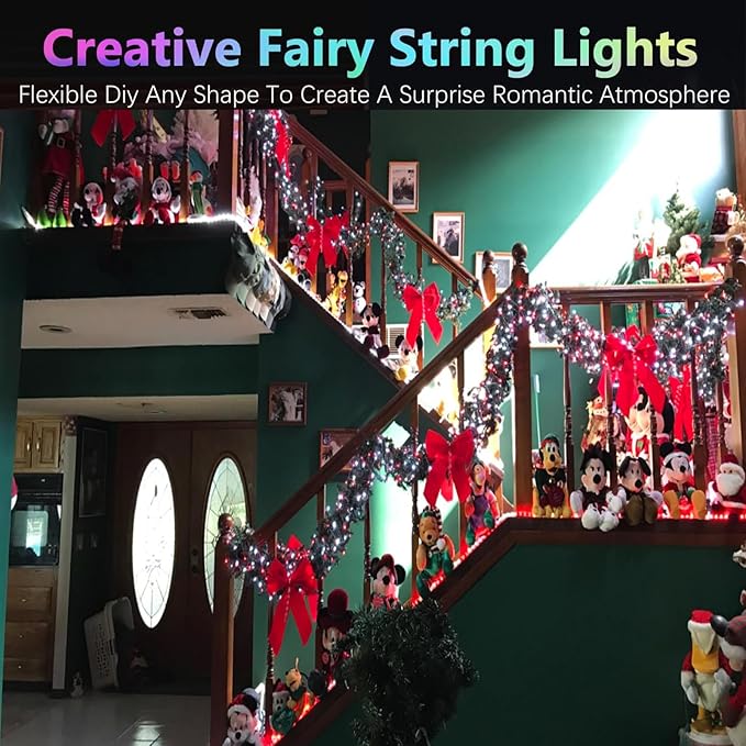 4 Pack Red and White Christmas String Lights, 20FT 60 LED Fairy Lights Battery Operated with Timer, Waterproof Christmas Tree Light for Outdoor and Indoor Bedroom Home Yard Patio Christmas Decorations