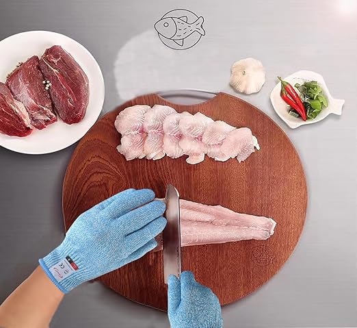 Cutting Gloves, 2 Pairs of Cut Resistant Gloves Food Grade, Cut Resistant Gloves for Kitchen, Oyster Shucking, Fish Fillet Processing, Carving Wood and Gardening(Small-Blue)