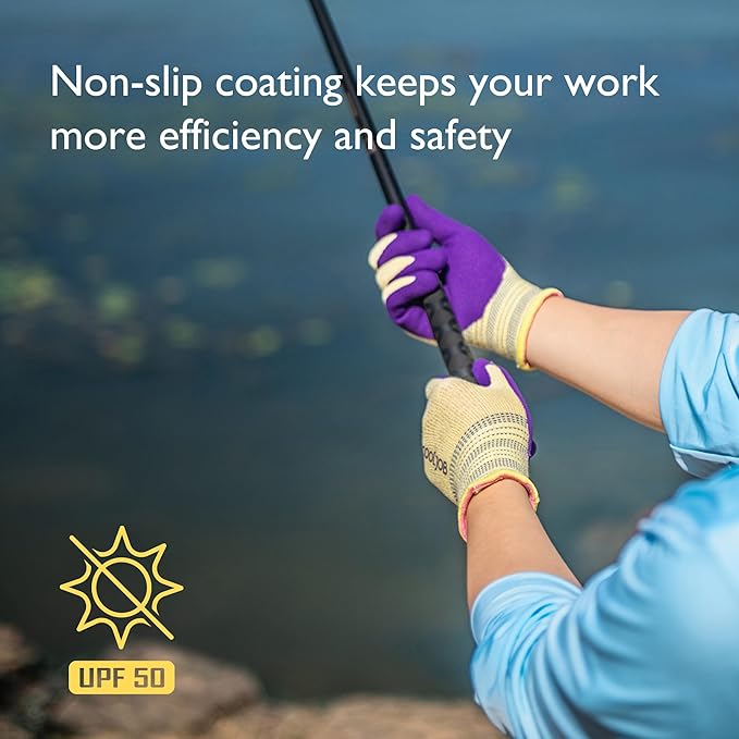 COOLJOB 2 Pairs Breathable Gardening Gloves for Women Extra Small, Stretch Soft Modal Base with Non Slip Rubber Coating, Palm Dipped Grip Work for Gardener Worker in Lawn Yard Factory Garden