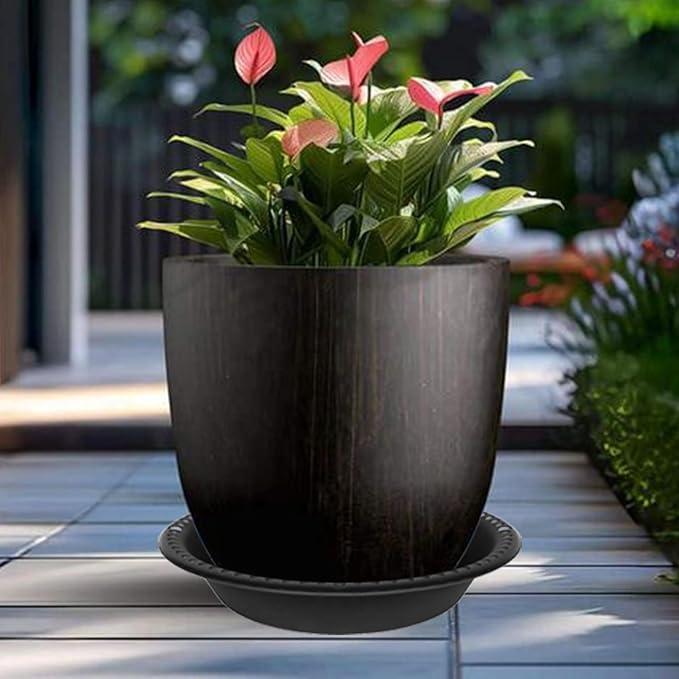 2 Pack of Extra Deep Plant Saucer Tray 12 inch, Heavy Duty Plastic Pot Plant Drip Trays Saucers for Indoors Outdoor, Black