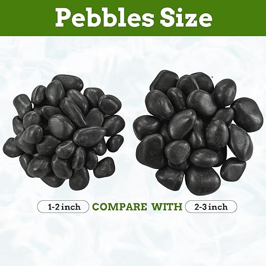 2-3 Inch Black Pebbles for Plants, 10 lbs River Rocks Decorative Black Stones, Ideal for Fish Tank, Vases, Crafting, Home Decor and Garden Landscaping