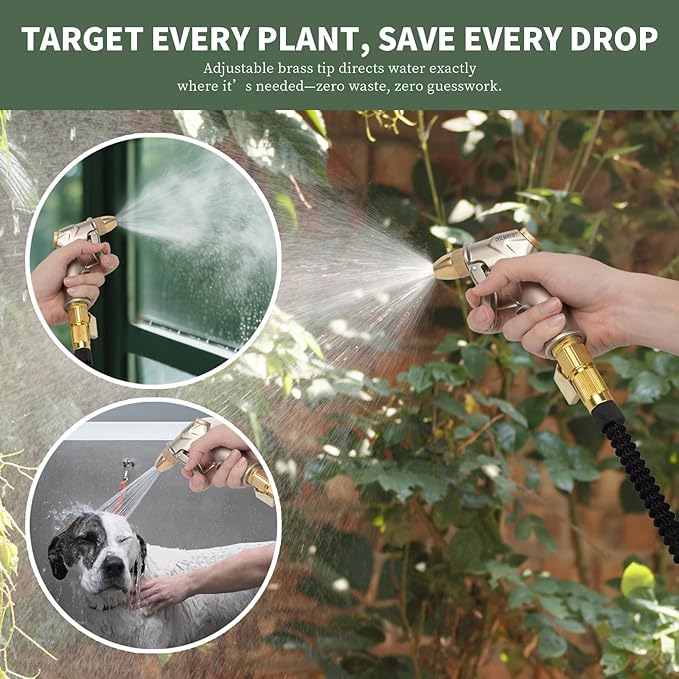 Metal Garden Hose Nozzle Spray - Heavy Duty 4 Spray Patterns 360° Rotating, Ergonomic Handle, Leak-Proof Fit for Watering, Cleaning, Car Wash(Upgrade nozzle)