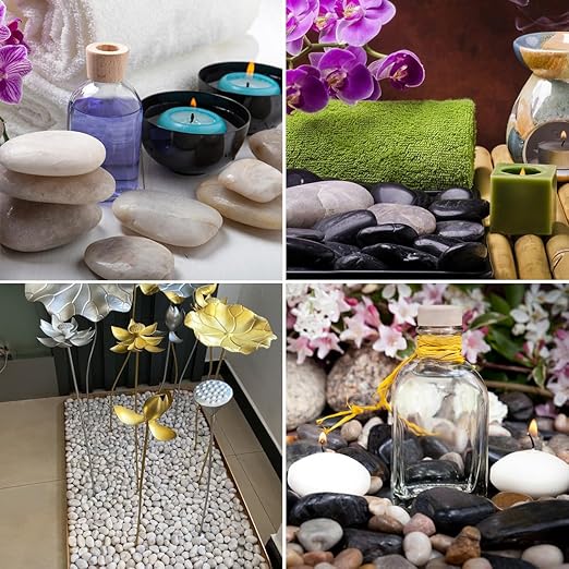 40lbs Large River Rocks for Landscaping, 3-4" Black Pebbles for Garden Design, Hand-Picked Smooth Stones for Fish Tank, Flower Pots, Indoor Water Fountains, Pathways, Backyard