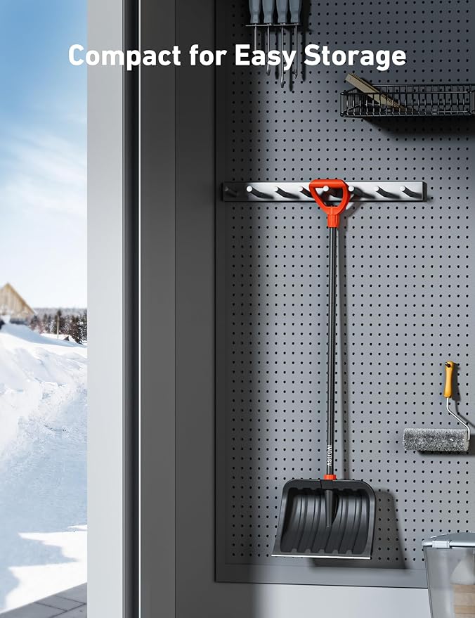 AstroAI 62" Heavy-Duty Snow Shovel with Adjustable Ergonomic D-Shape Handle, 17-Inch Wide Snow Shovel for Car with Stainless Steel Blade, Easily Remove Heavy Snow from Car, Driveway, Yard