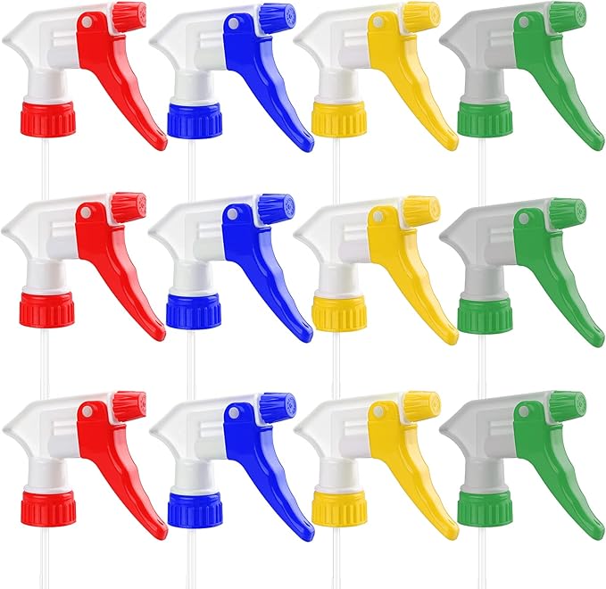 Spray Bottle Nozzles Plastic Heavy Duty 12Pcs Trigger Spray Nozzle Replacement Head Leak Proof Water Bottle Spray Nozzles Adjustable Head Sprayer