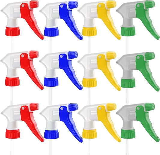 Spray Bottle Nozzles Plastic Heavy Duty 12Pcs Trigger Spray Nozzle Replacement Head Leak Proof Water Bottle Spray Nozzles Adjustable Head Sprayer