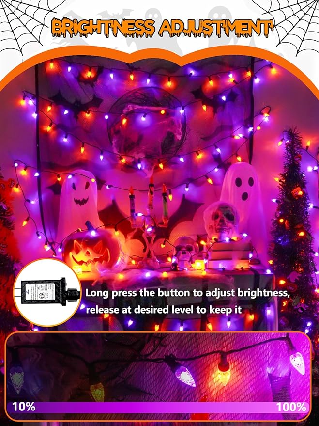 240 LED 78FT C6 Halloween String Lights, Super Long Halloween Lights Outdoor Indoor with 13 Modes & Timer, Waterproof Fairy Twinkle Light Plug in for Tree Horror Party Decorations (Orange and Purple)