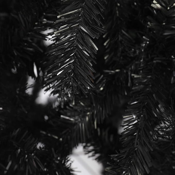 Black 7ft Artificial PVC Christmas Tree with 1000 Tips Gorgeous Faux-Pine Halloween Xmas Tree