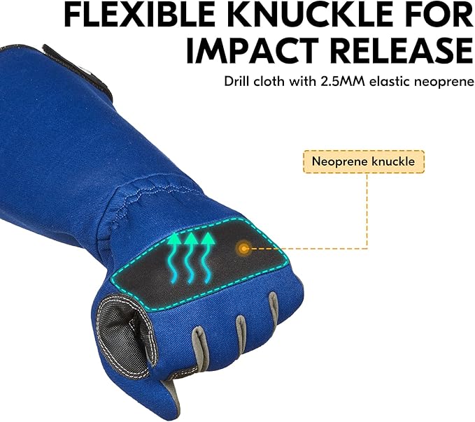 Vgo... Safety Work Gloves Men,Gardening,Long Sleeves Gauntlet,Puncture Proof,Touchscreen(1 Pair,Size L,Blue,AL6608-ML)