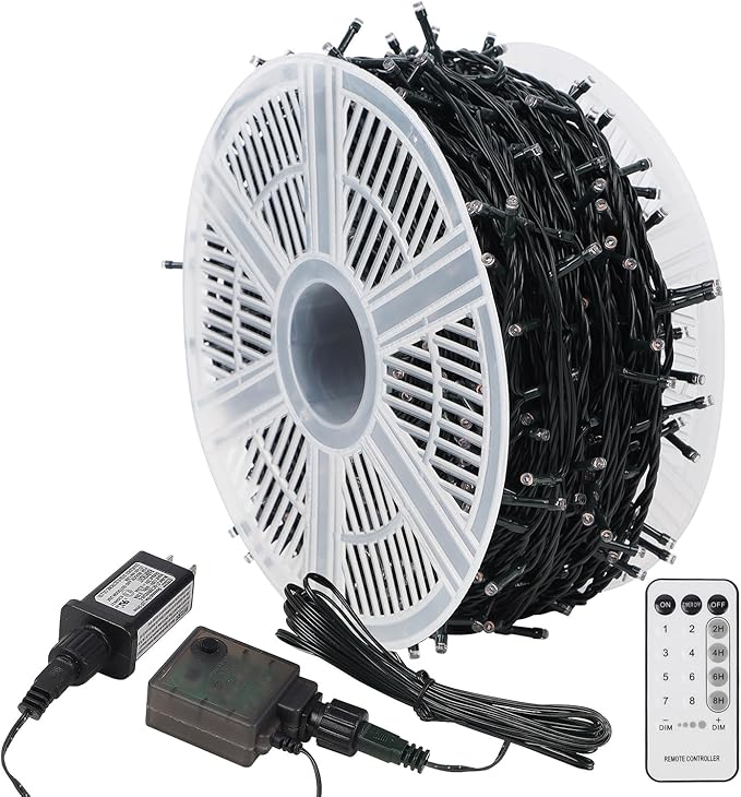 WATERGLIDE 1000 LED Christmas String Lights, 328 FT Green Wire LED Decorative Fairy Lights with Remote & 8 Modes, Waterproof for Outdoor Valentines Holiday Party Garden Wedding Home Decor, Red