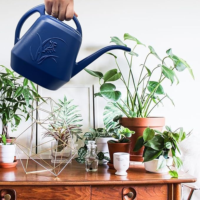 Plant Watering Can - 1 Gallon - Blue - with Long Spout for Indoor and Outdoor Plant Garden
