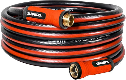 YAMATIC Garden Hose 30ft x 5/8", Ultra Durable Water Hose with Swivel Handle, Kink Resistant, Soild Brass 3/4" Connection Fittings, Leak Proof for Gardening, Agriculture, Car Wash, Lawn, Black