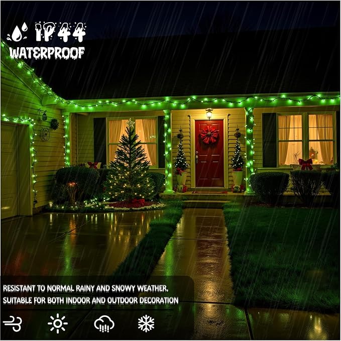 13FT 50-Count Green Halloween Lights, Incandescent Mini String Lights with Green Wire, Connectable St Patrick's Day Decorations Lights Waterproof for Indoor Outdoor Tree Garland Xmas Holiday