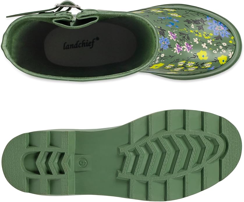 landchief Rain Boots for Women, Waterproof Ladies Tall Knee High Rubber boots,Comfort Garden Boots Anti-Slip Mid Heel Women Rain Shoes Outdoor