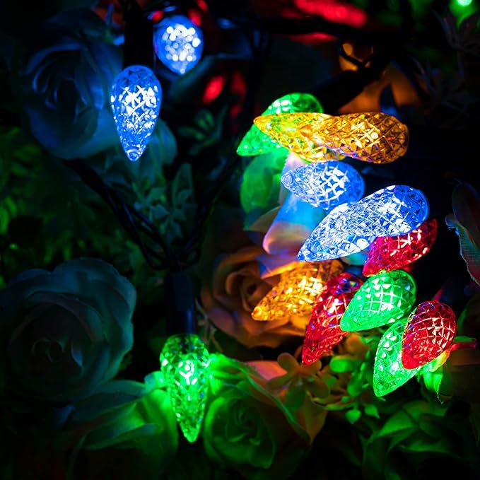 AWQ 100LED 33 FT C6 Christmas String Lights Plug in Fairy Twinkle String Lights 8 Modes Timer Function Waterproof Extendable for Indoor Outdoor Wedding Party Christmas Decoration (100, Multicolor)