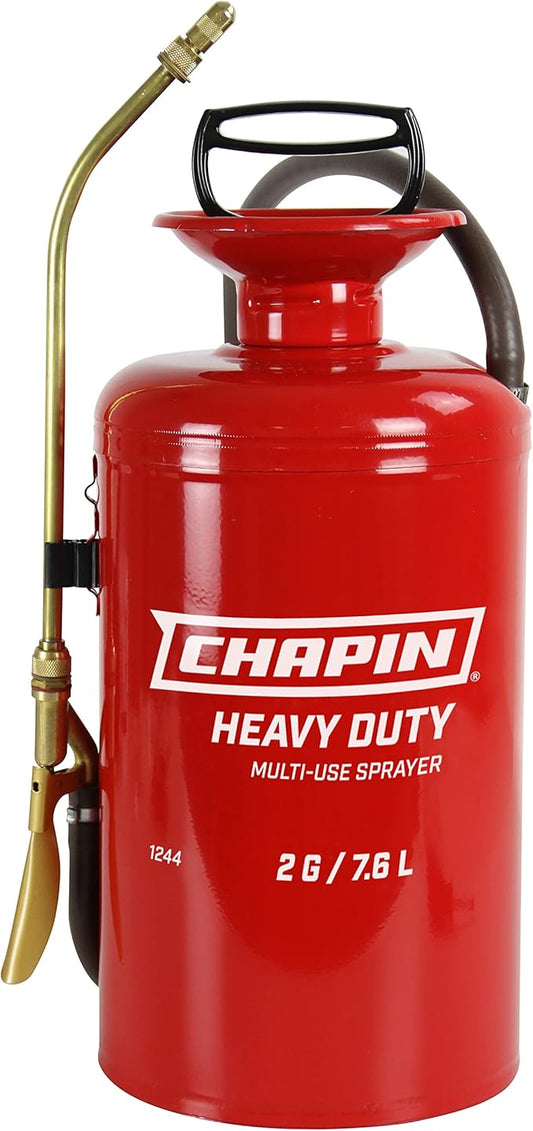 Chapin Made in The USA, 1244 2-Gallon Tri-Poxy Steel Tank Sprayer for Lawn, Home and Garden, Red